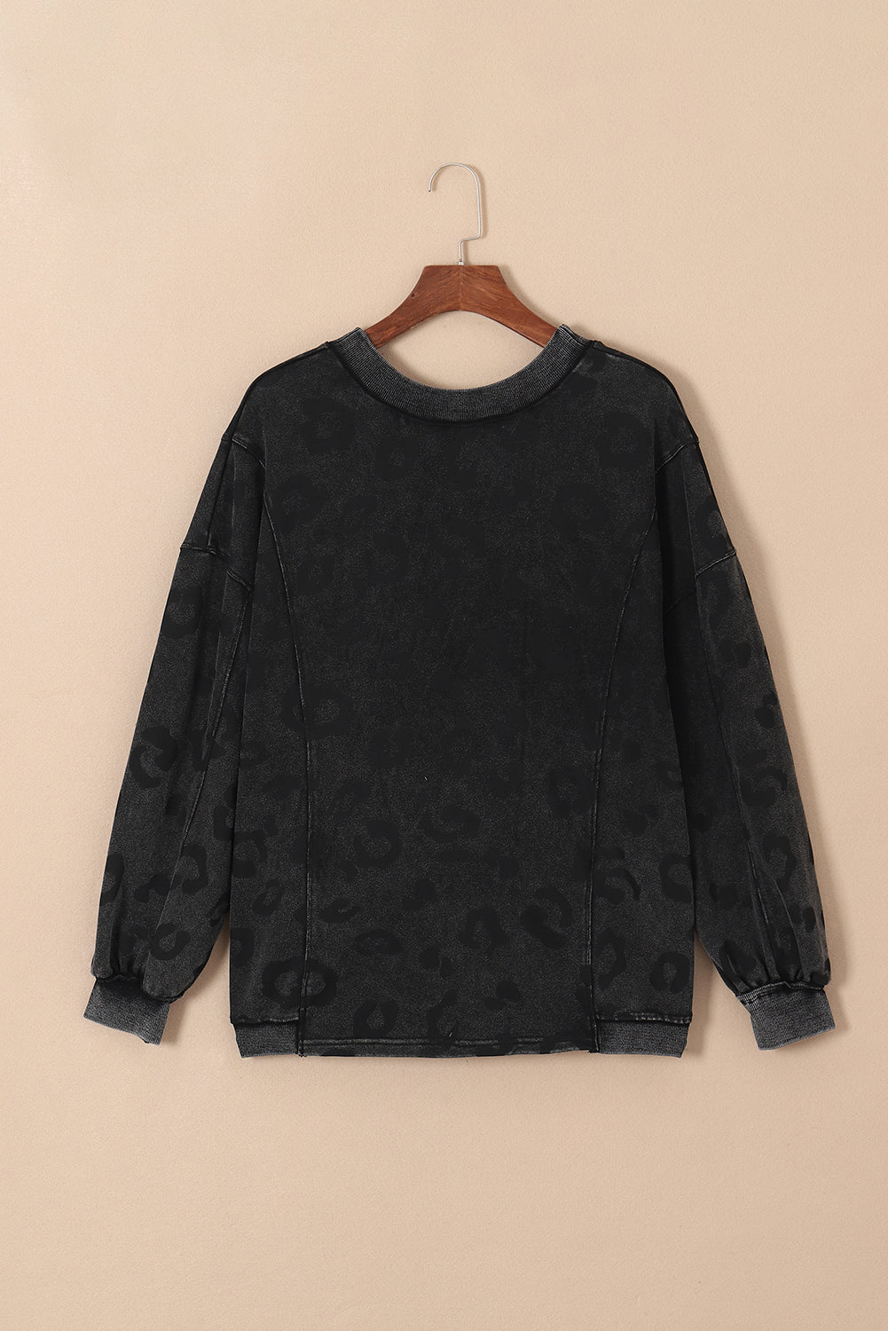 Leopard Open Back Pullover Sweatshirt