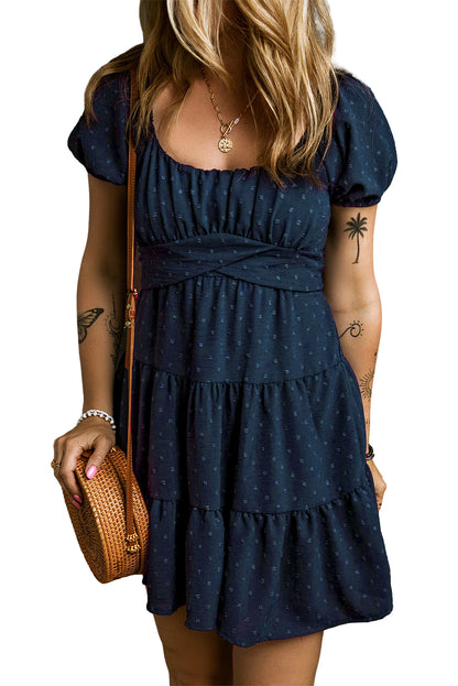 Swiss Dot Empire Waist Tiered Dress