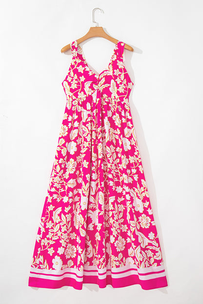 Floral V-Neck Backless Maxi Dress