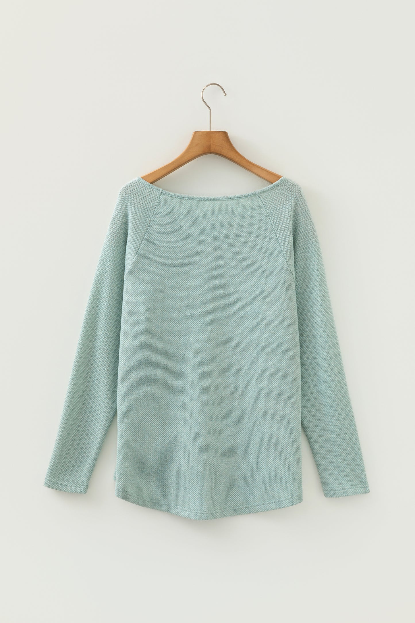 Solid Textured Knit Raglan Long Sleeve Top