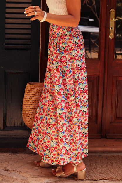 Floral Side Slit Maxi Skirt