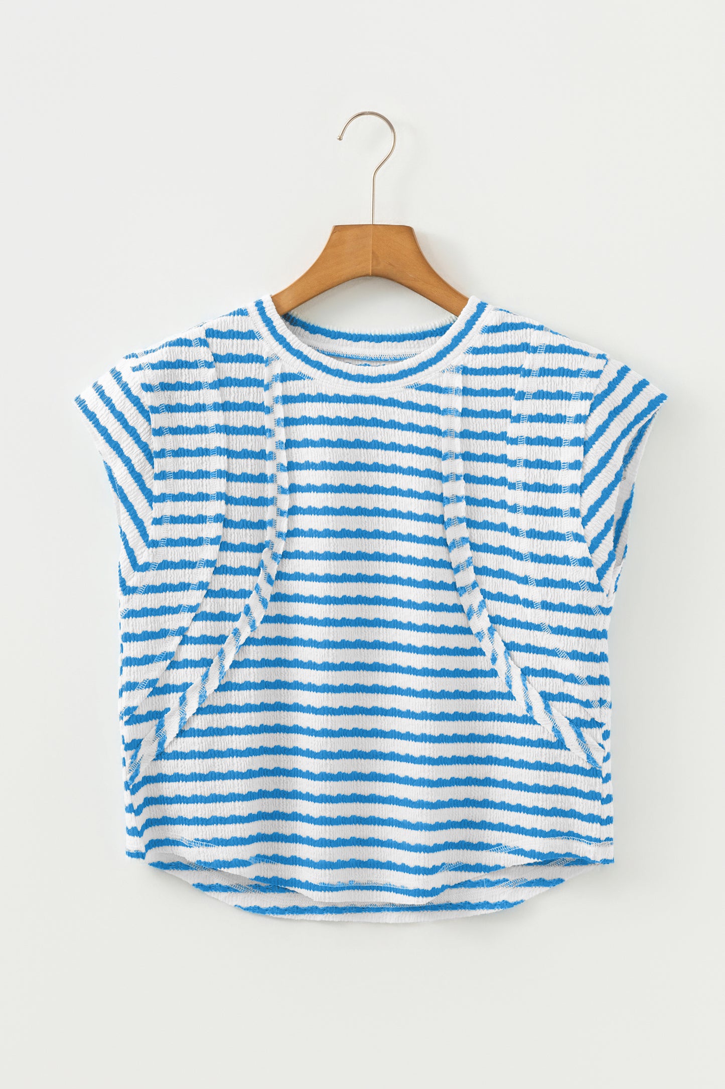 Stripe Textured Patchwork Short Sleeve T-Shirt