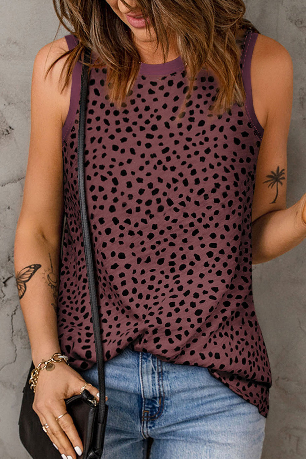 Leopard Round Neck Tank Top