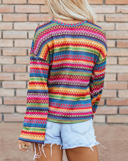 Boho Stripe Long Sleeve T-Shirt