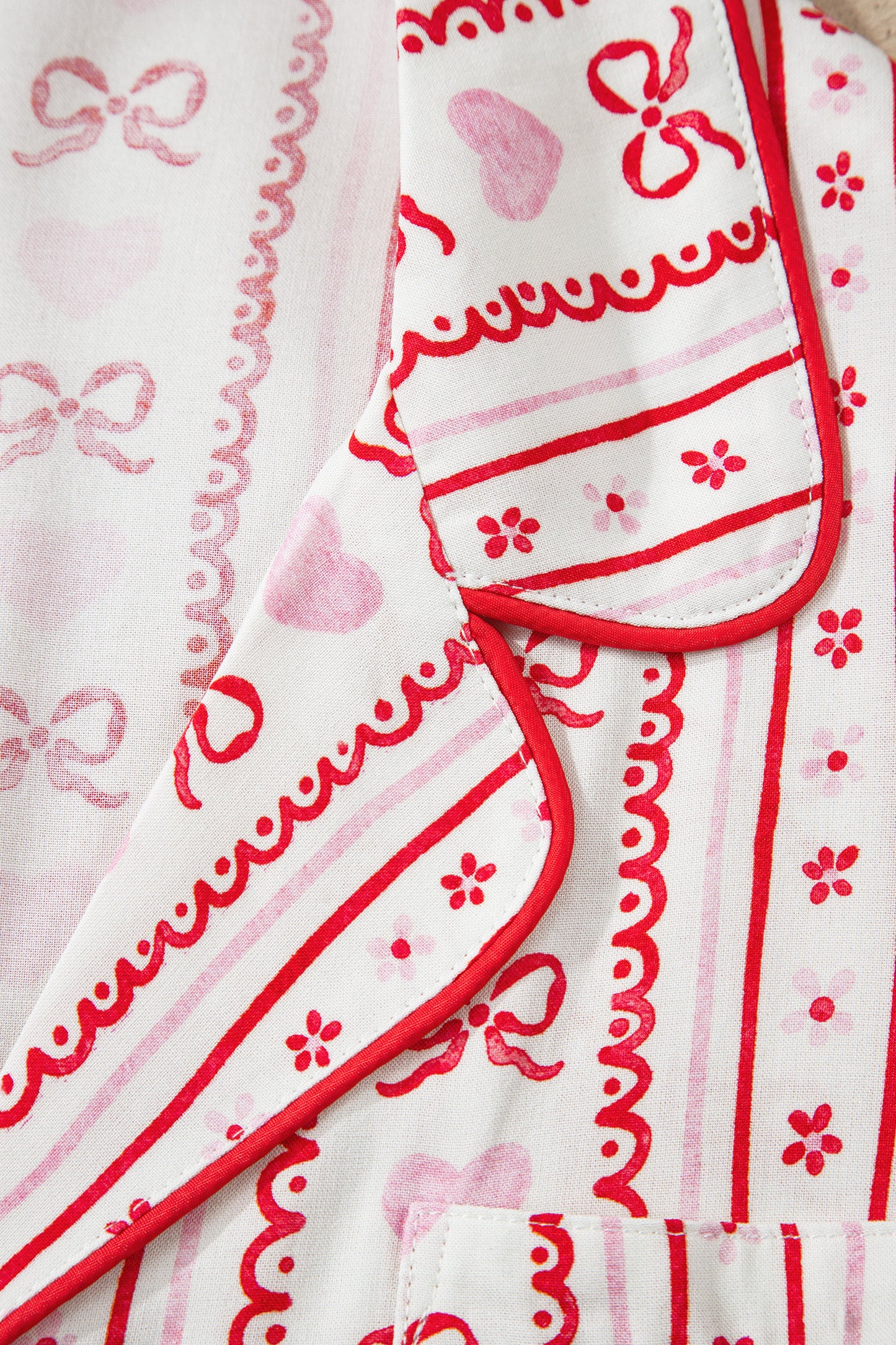 Bow Heart Top and Shorts Pajama Set