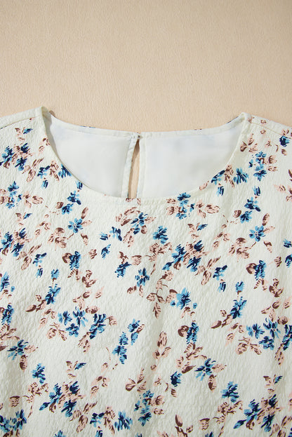 Floral Puff Sleeve Empire Waist Mini Dress