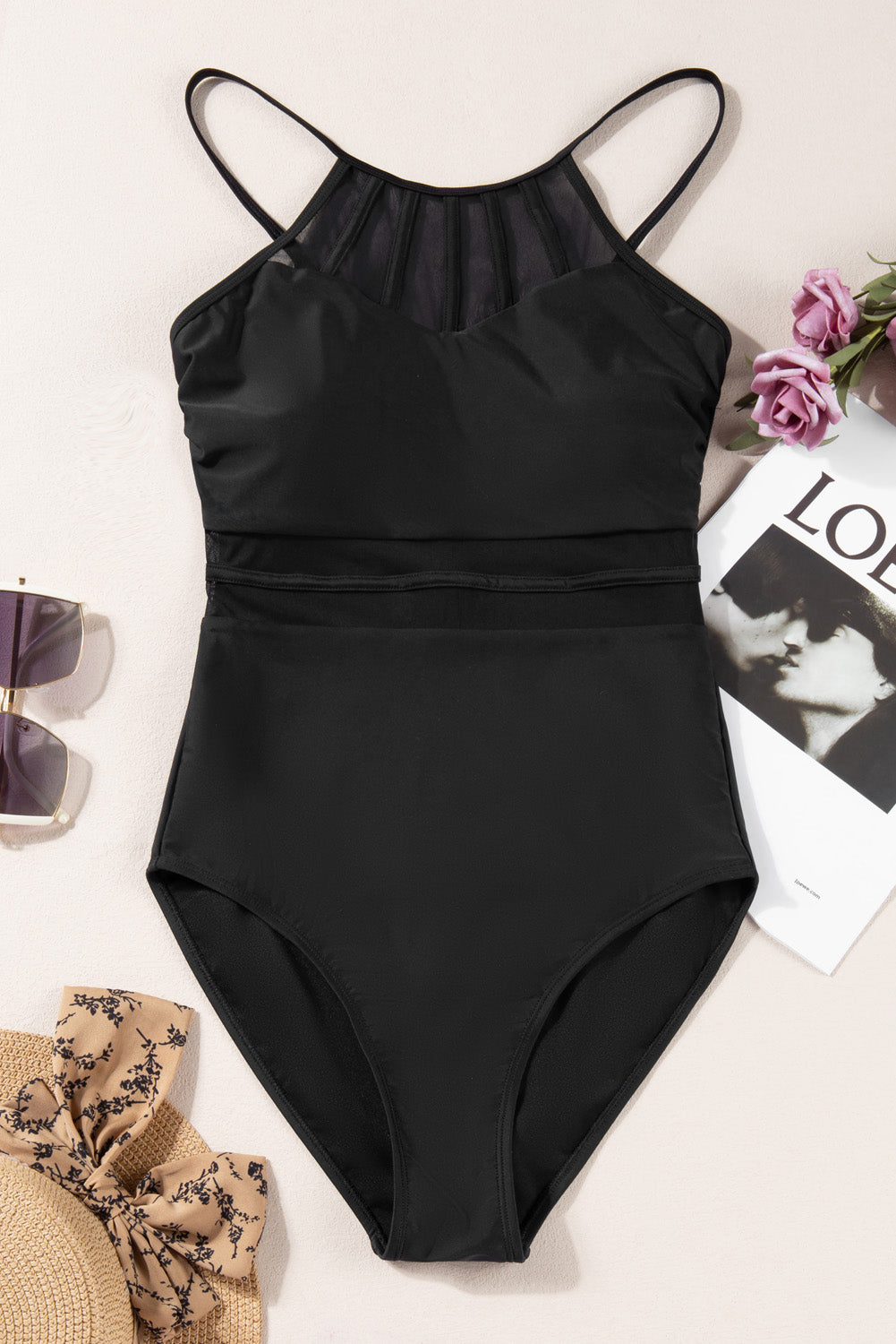 Mesh Insert One-Piece Swimsuit