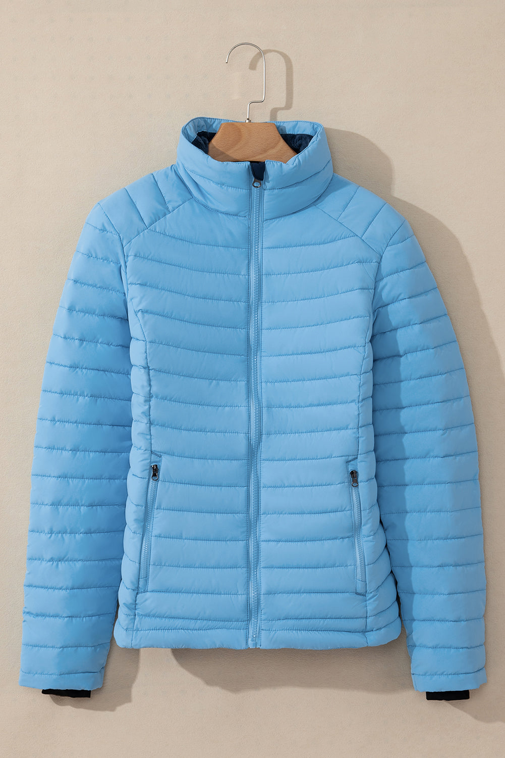 Solid Zip-Up Puffer Jacket