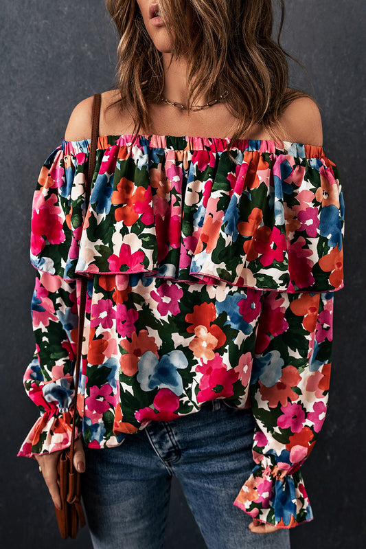 Floral Ruffle Off Shoulder Blouse