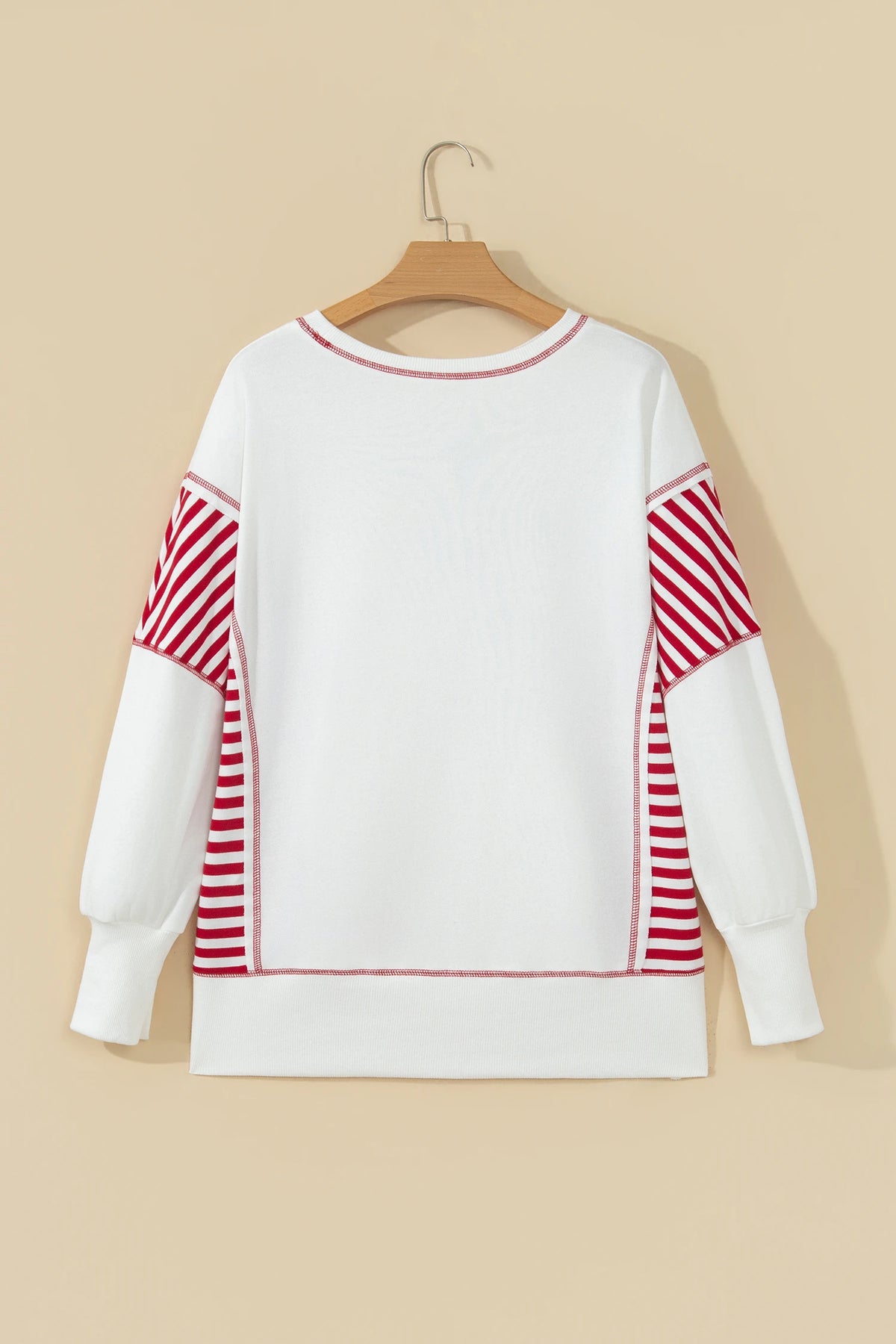 Christmas Tree Stripe Patchwork Puff Sleeve Top