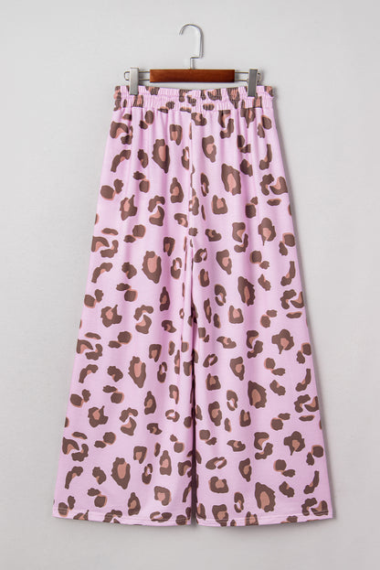 Leopard Drawstring High Waist Pocketed Pants