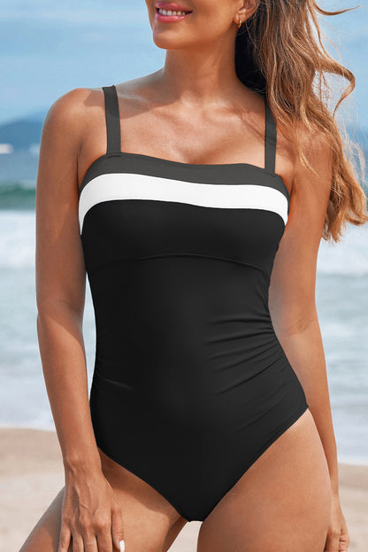 Colorblock Square Neckline One-Piece Swimsuit