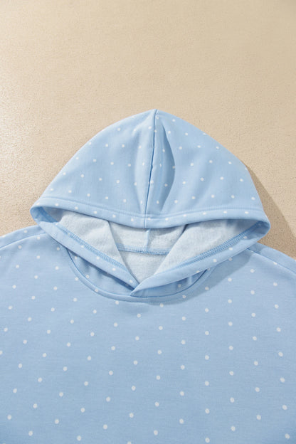 Polka Dot Kangaroo Pocket Hoodie & Shorts Set