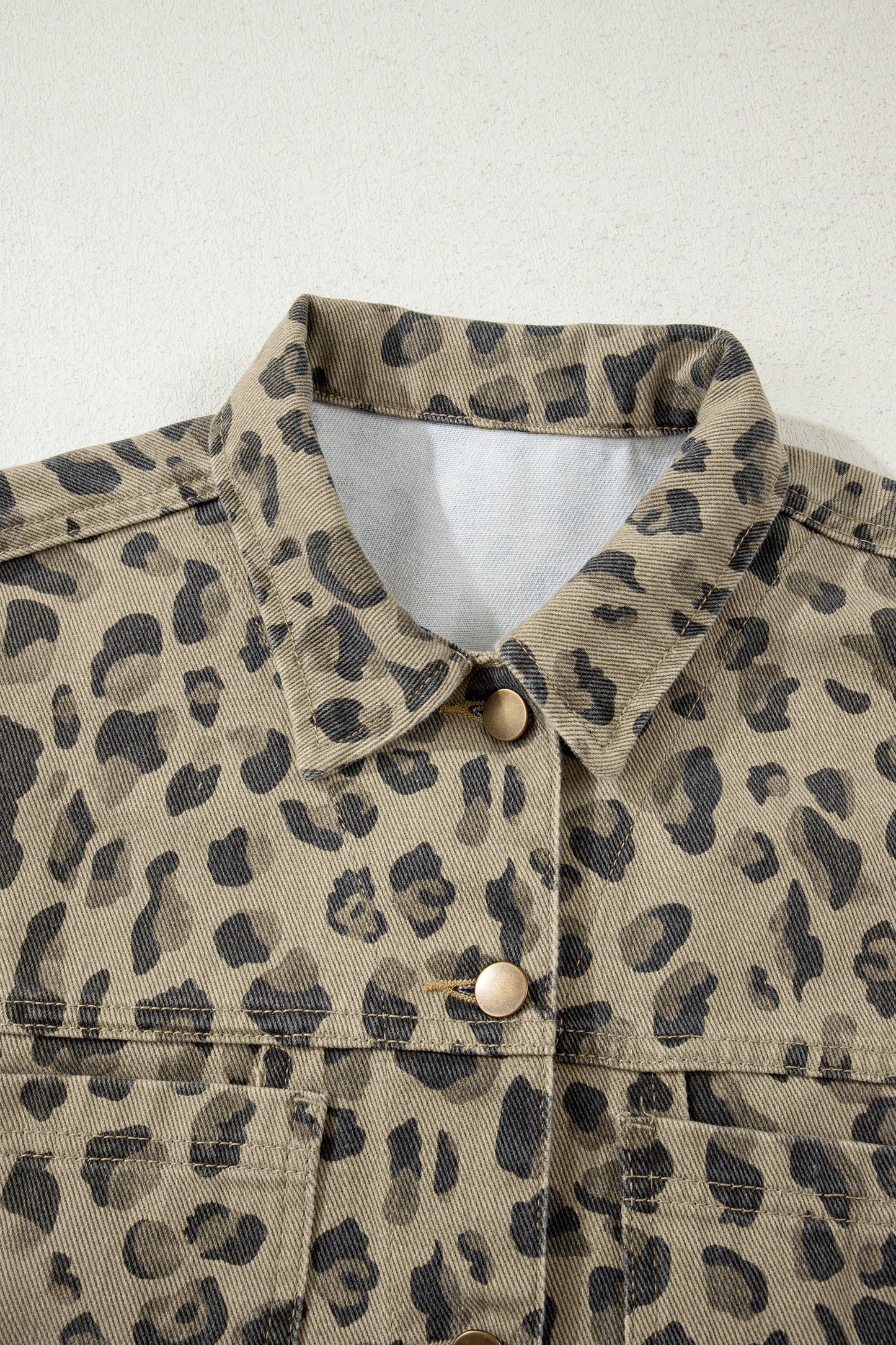 Leopard Denim Button Down Jacket