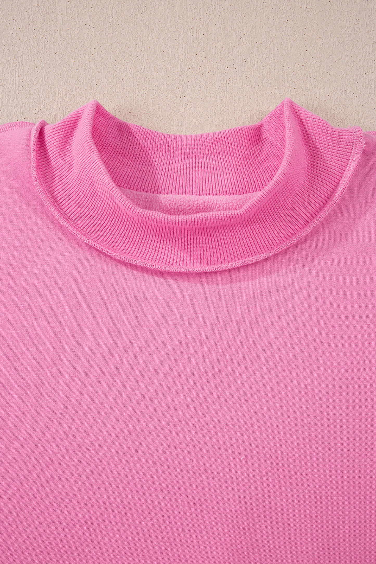 Solid Mock Neck Drop Shoulder Oversize Sweatshirt