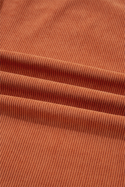 Western Corduroy Embroidered Patch Pocket Mini Dress