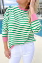 Stripe Contrast Edge Long Sleeve Top