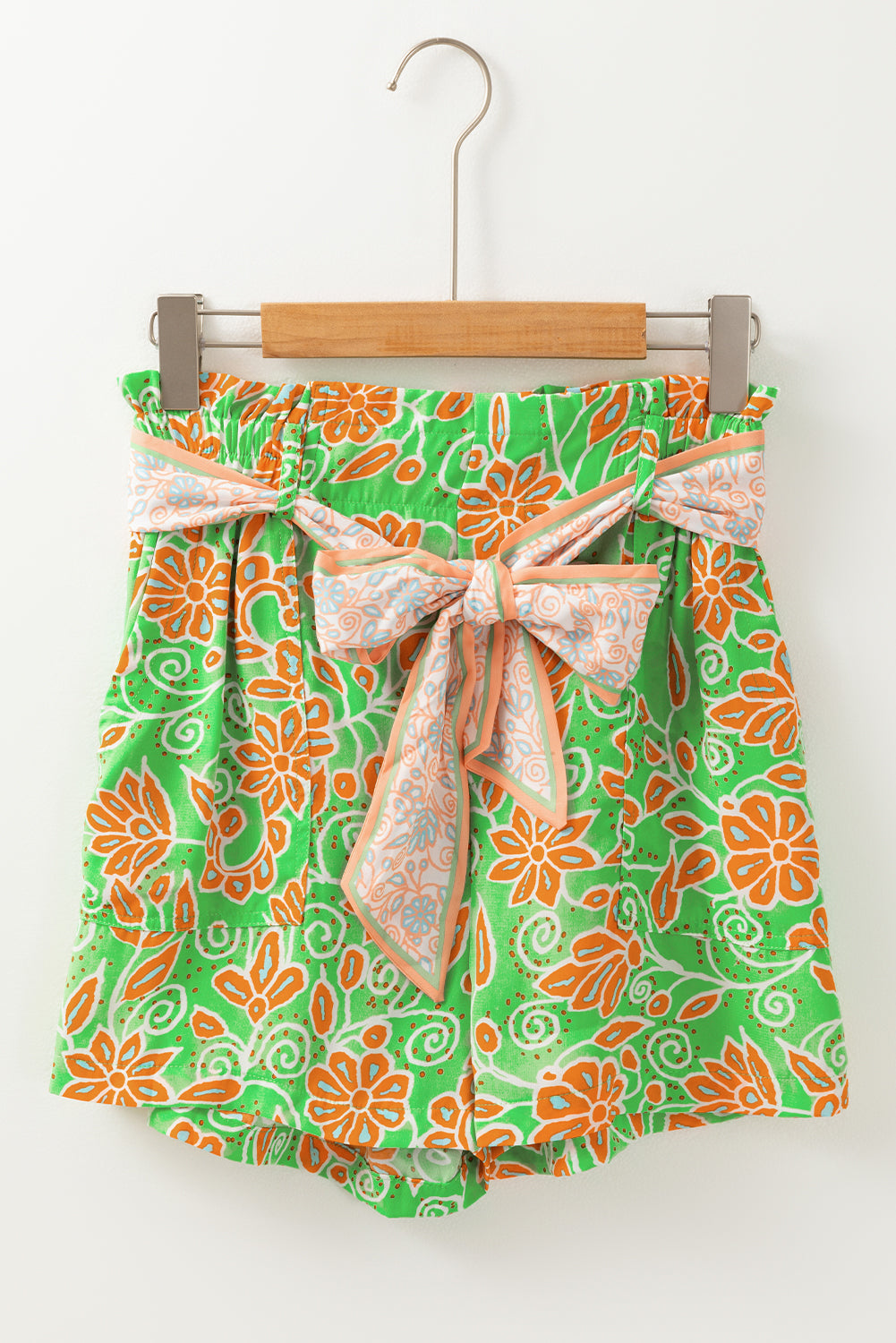 Floral High Waist Belted Shorts