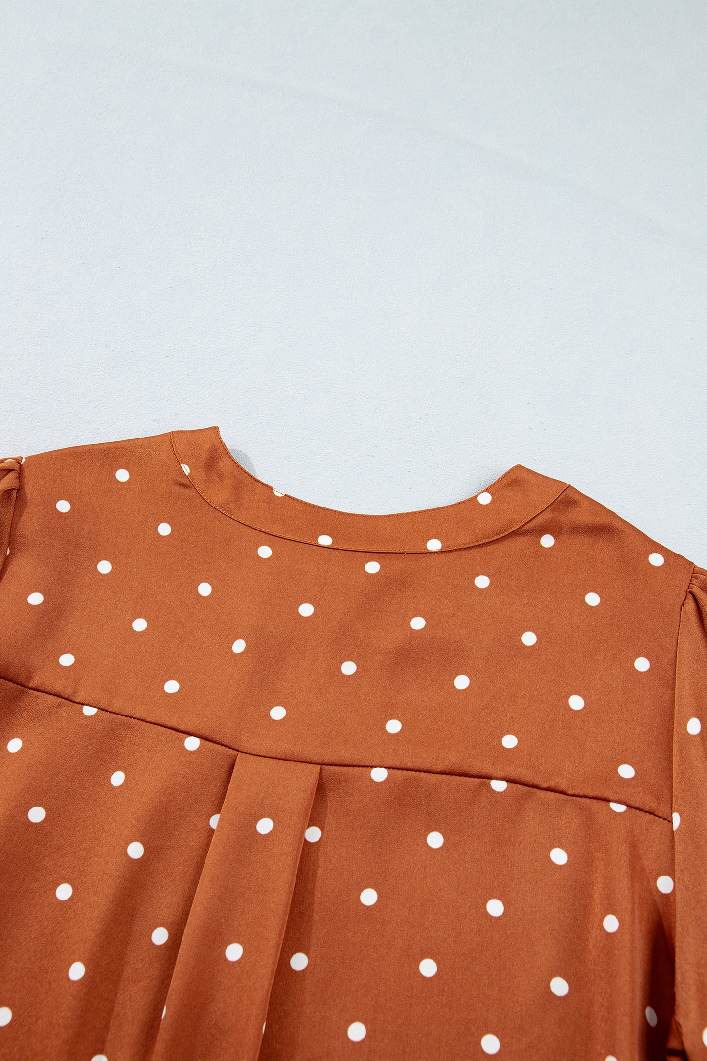 Polka Dot Half Button V-Neck Long Sleeve Blouse