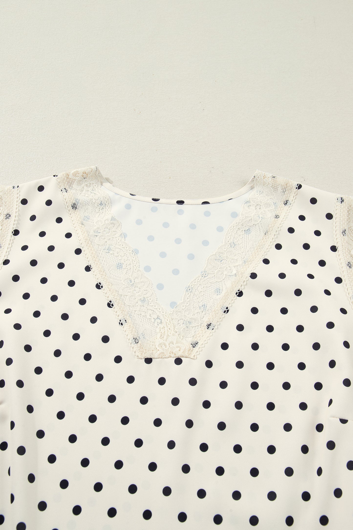 Plus Size Polka Dot Lace V-Neck Sleeveless Top