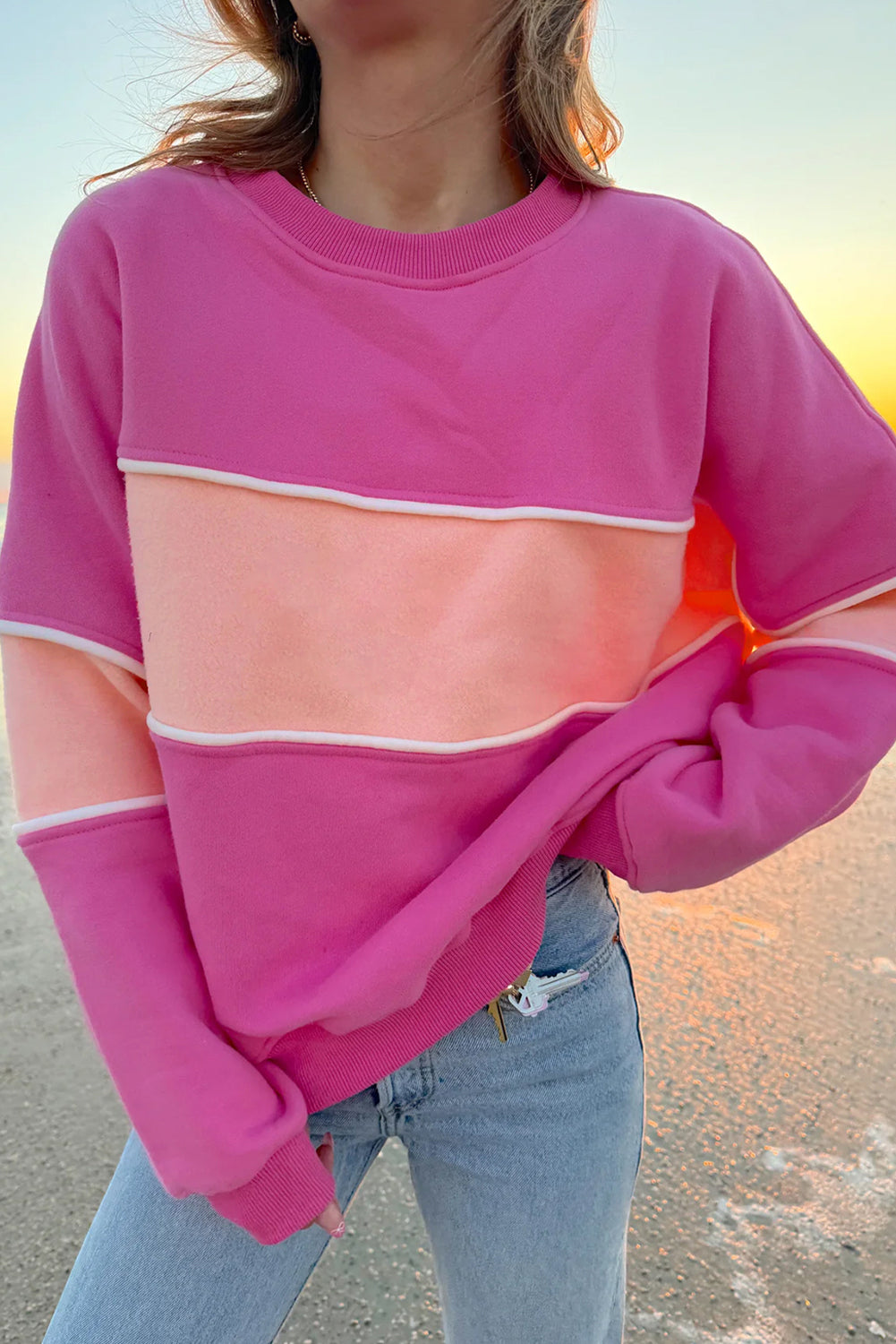 Colorblock Ribbed Trim Sweatshirt