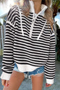 Stripe Zip-up Drop Shoulder Sweater