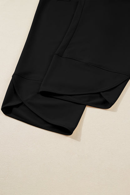 Plus Size Solid Asymmetrical Hem Capris Pants