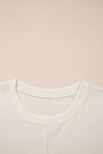 Solid Textured Raw Edge Top and Short Set