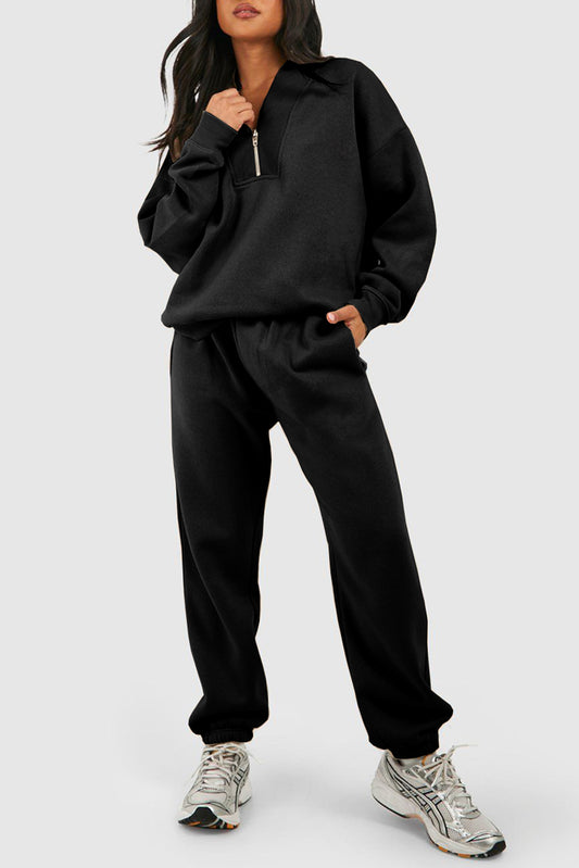 Half Zip Top and Pants Tracksuit Set