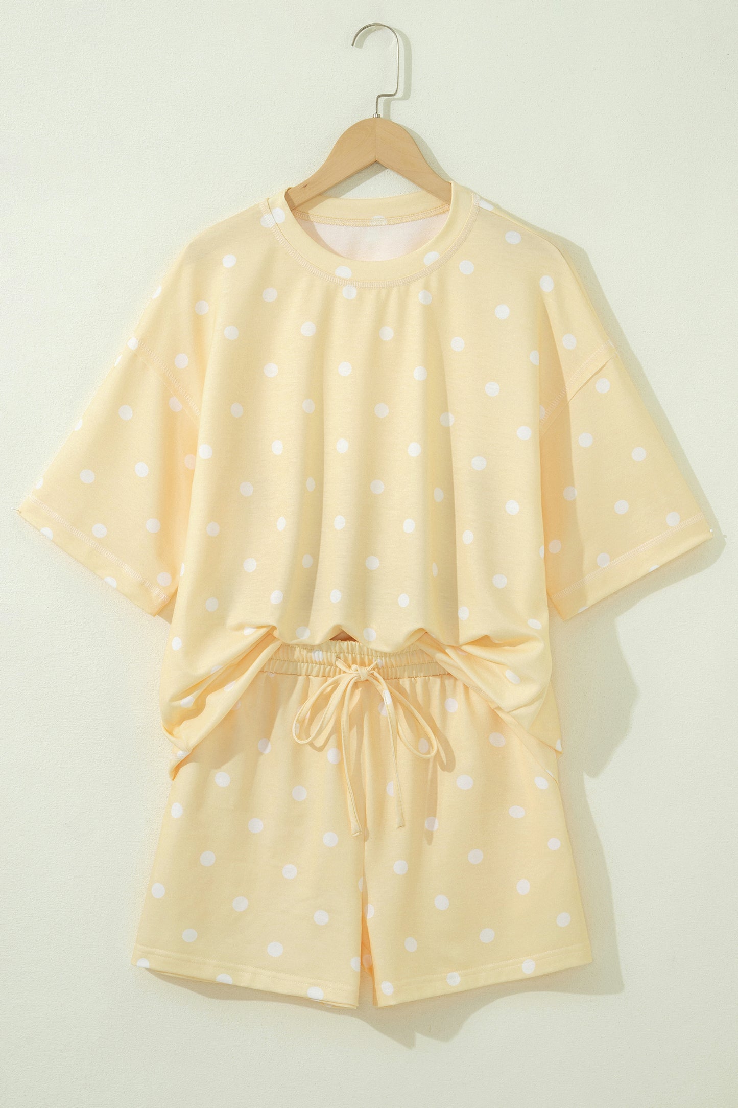 Polka Dot Loose Tee & Drawstring Shorts Set