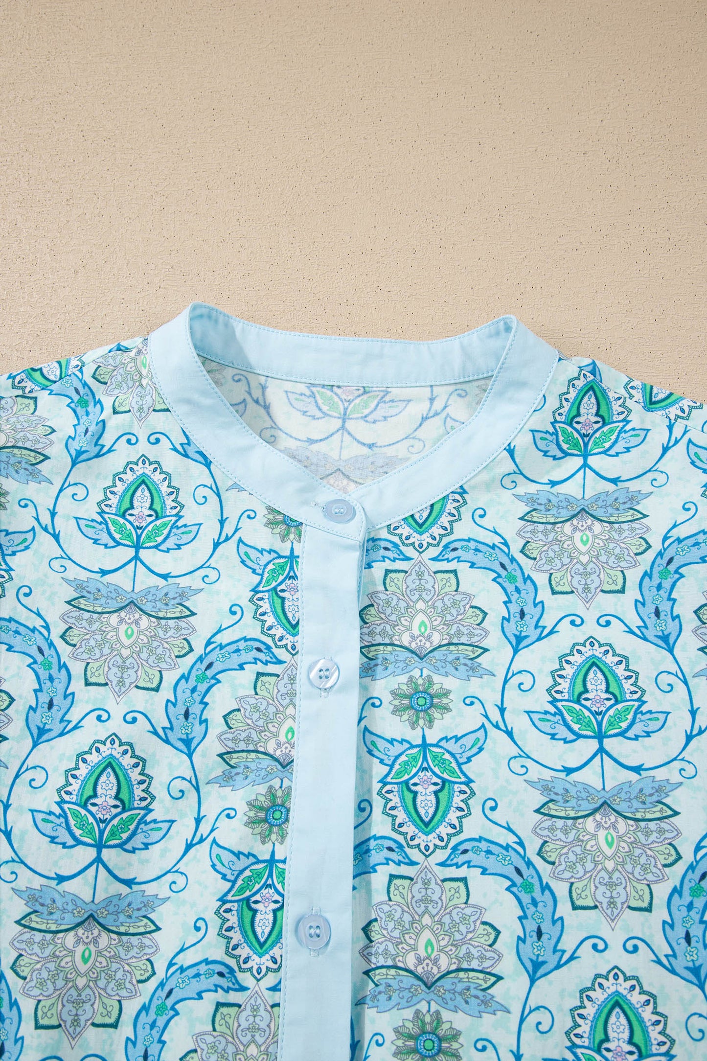 Paisley Long Puff Sleeve Buttoned Shirt