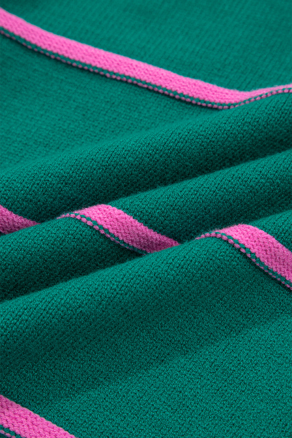 Plus Size Stripe Half Button Drop Shoulder Sweater