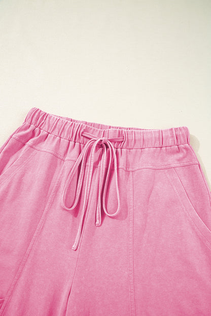 Mineral Wash Reverse Seam Drawstring Elastic Waist Pants