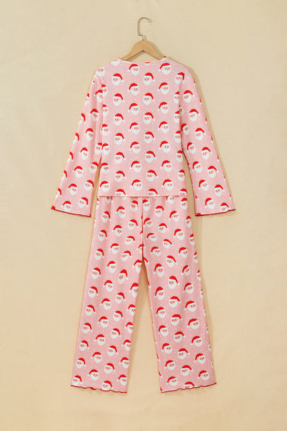Christmas Santa Frilled Buttoned Top & Pants Set