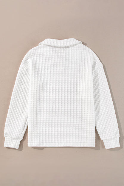 Quilted Long Sleeve Collared Top