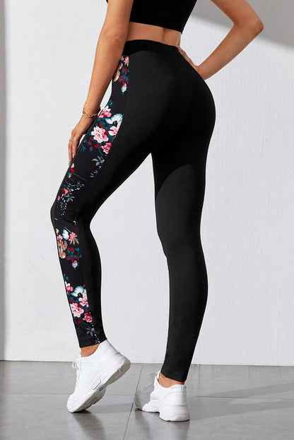 Floral Colorblock High Waist Leggings