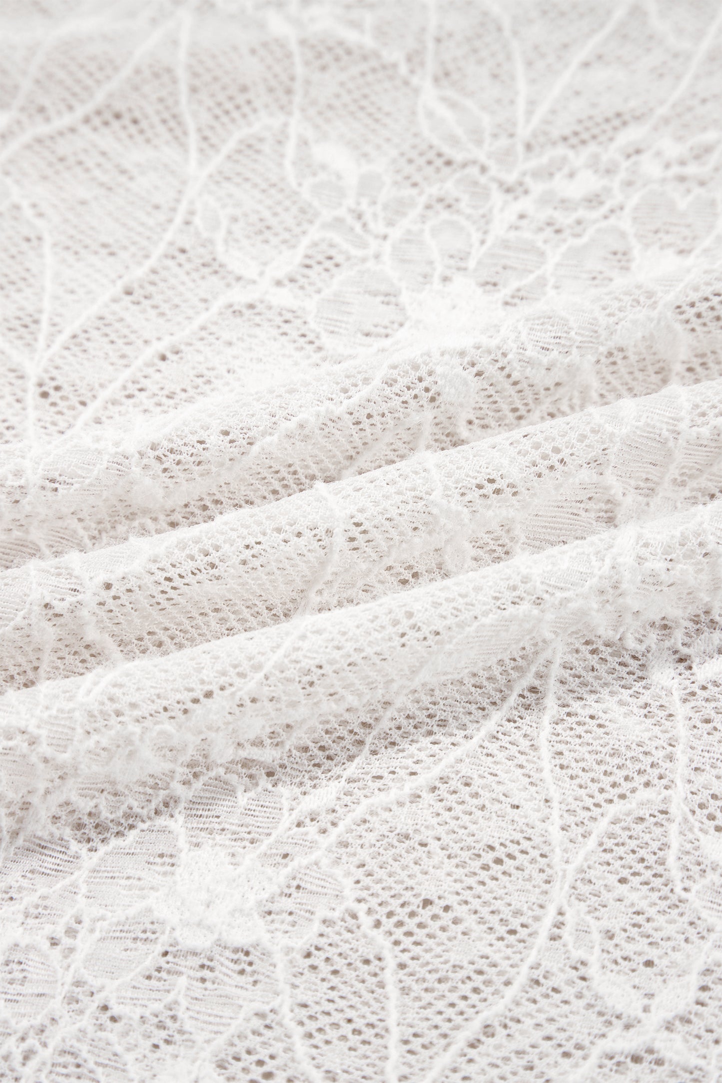 Sheer Lace Mesh Crew Neck Long Sleeve Top