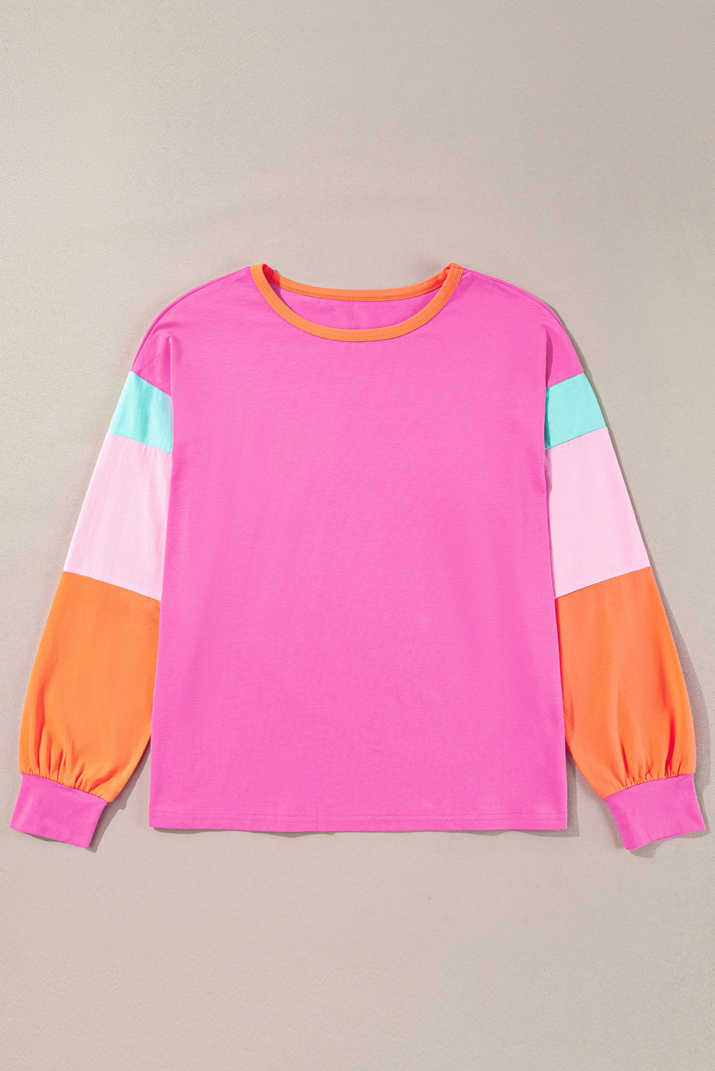 Colorblock Patchwork Long Sleeve Top