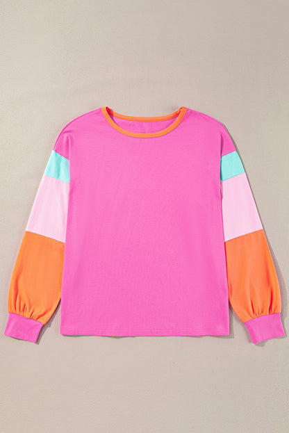 Colorblock Patchwork Long Sleeve Top