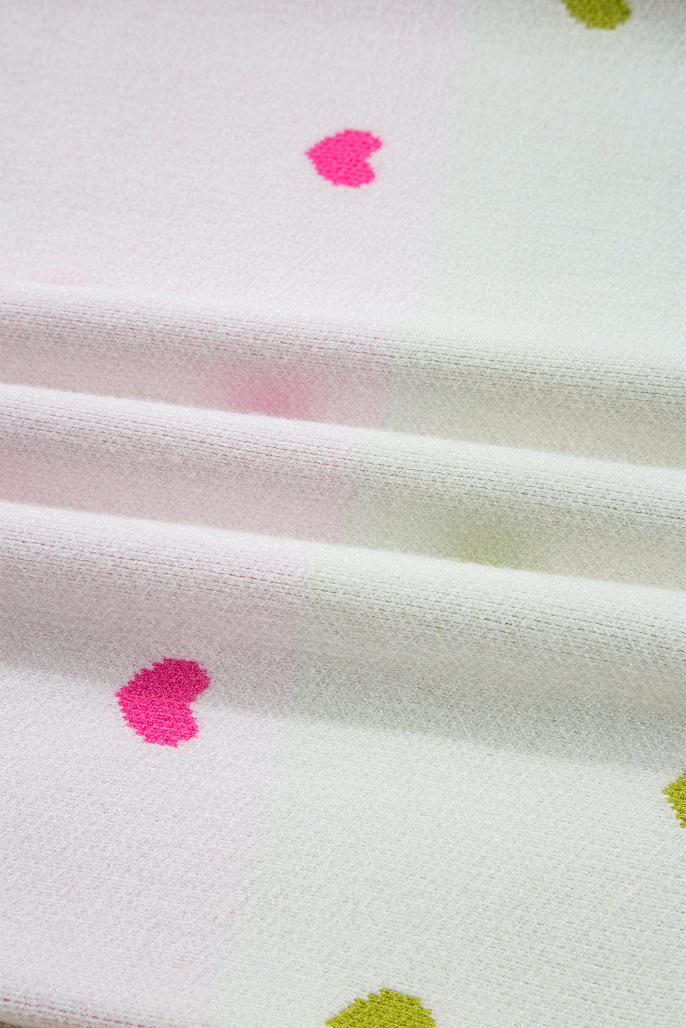 Colorblock Heart Mock Neck Drop Shoulder Sweater