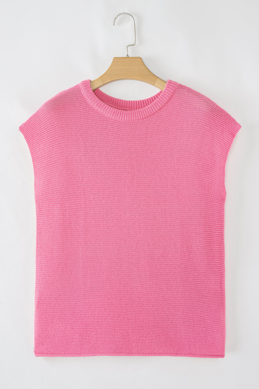 Solid Short Sleeve Side Slit Sweater Tee