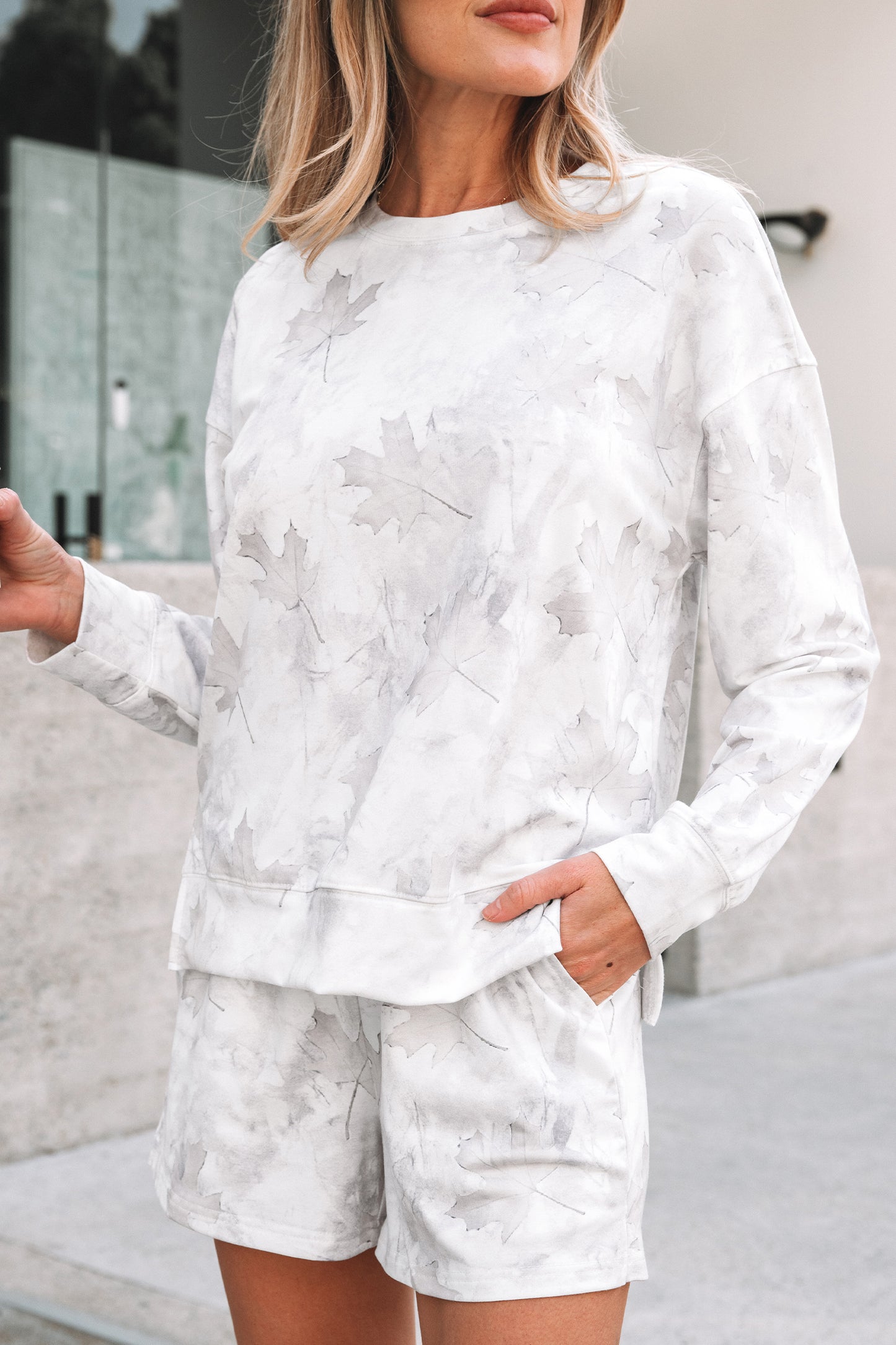 Camo Abstract Top and Elastic Waist Short Set