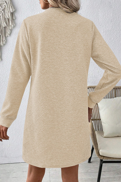 Solid Texture Long Sleeve Dress