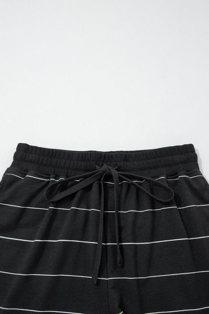 Stripe Short Sleeve Tee & Drawstring Shorts Set