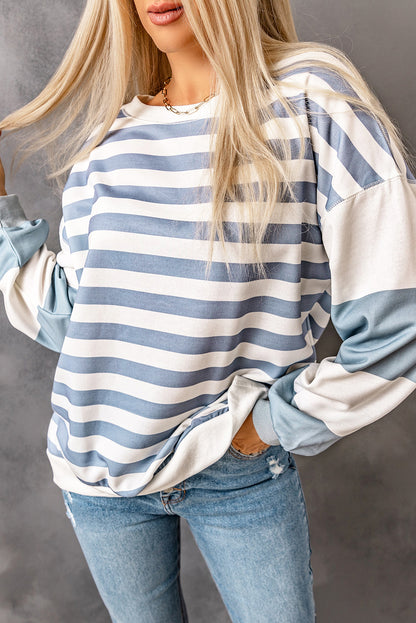 Stripe Drop Shoulder Pullover Sweatshirt