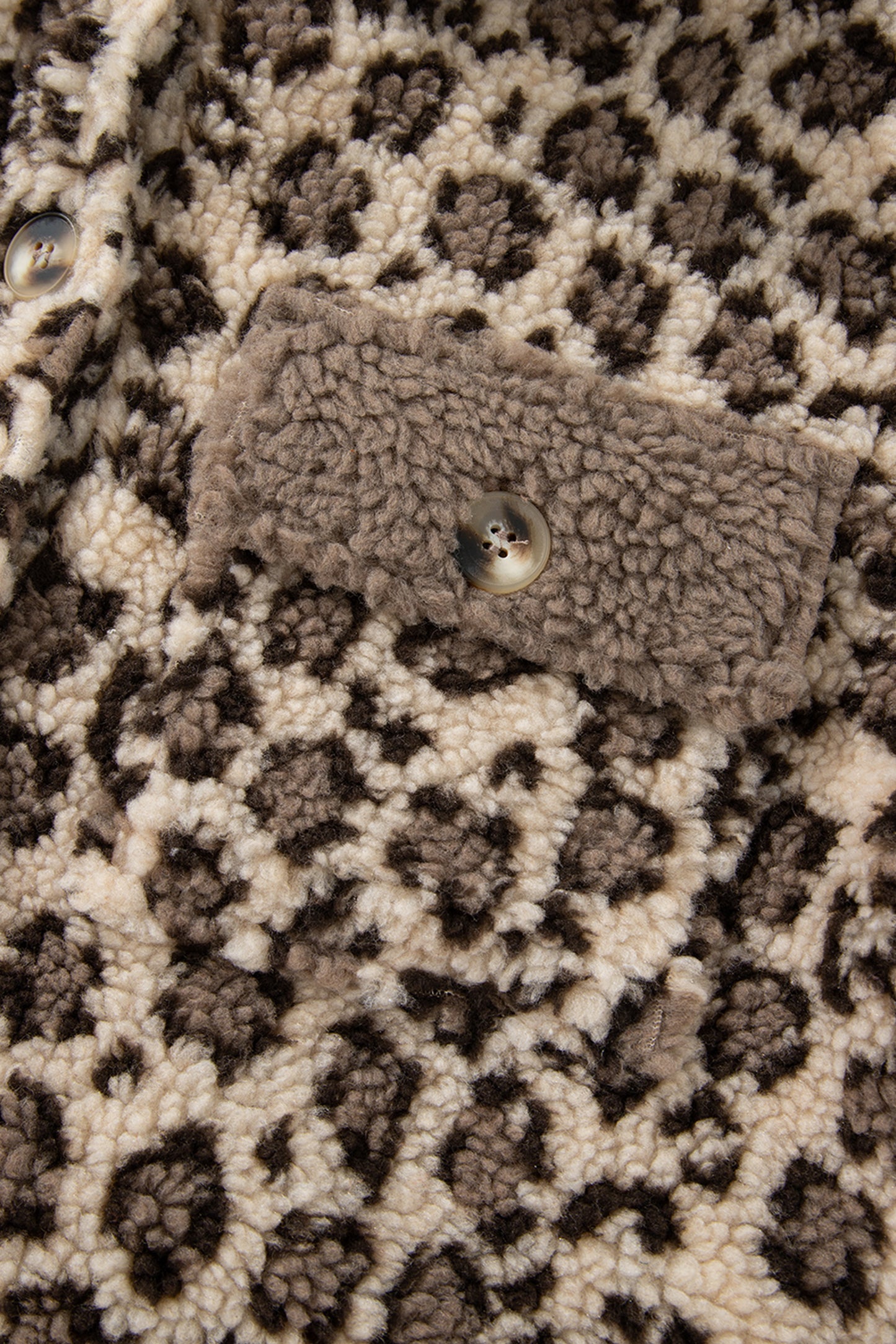 Leopard Sherpa Patchwork Flap Pocket Buttoned Jacket