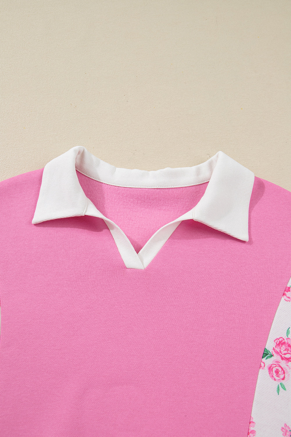 Plus Size Floral Patchwork Elastic Cuff Top