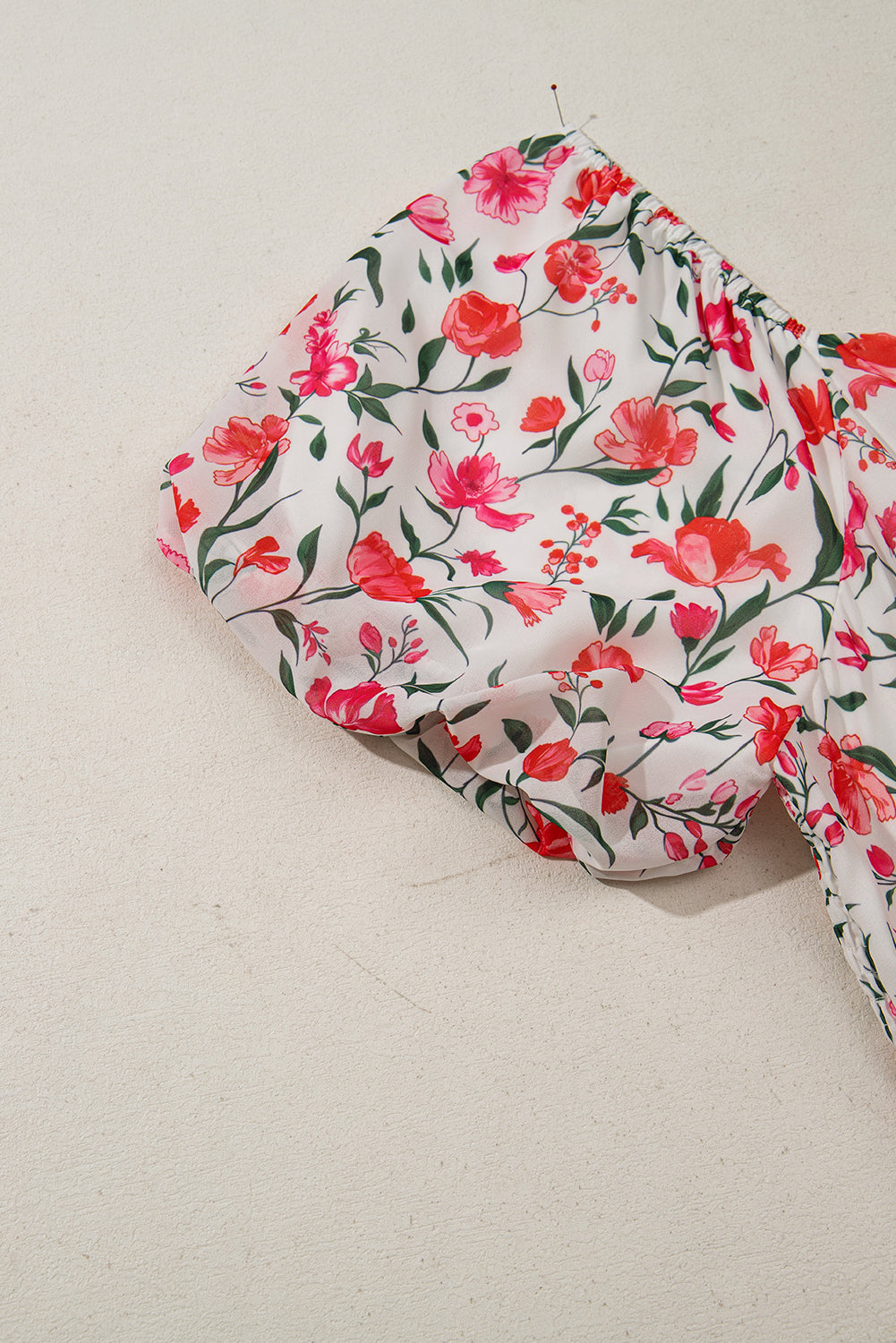 Plus Size Floral Puff Sleeve Square Neck Dress