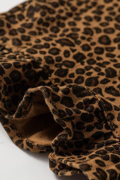 Leopard Ruffle Hem Shift Jeans