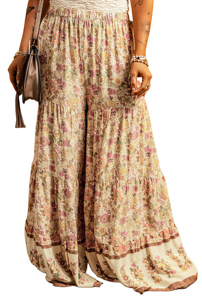 Floral Tiered Wide Leg Pants